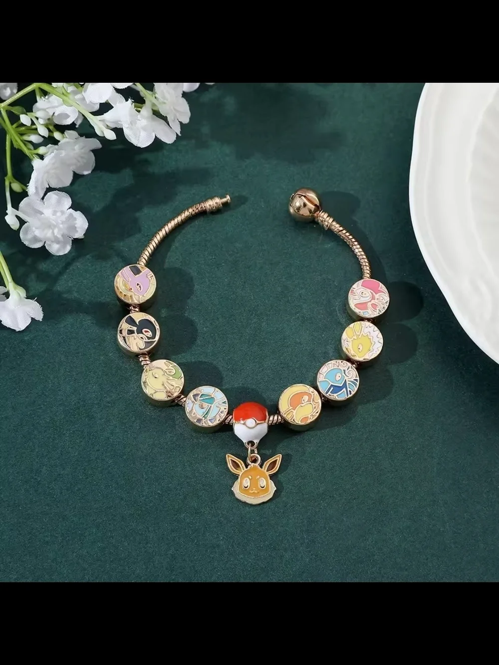 Pokemon Eeveelution Charm Gold Tone Bracelet - Picture 5 of 6